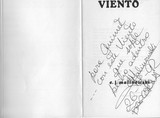Dedicatoria de su libro "Viento"